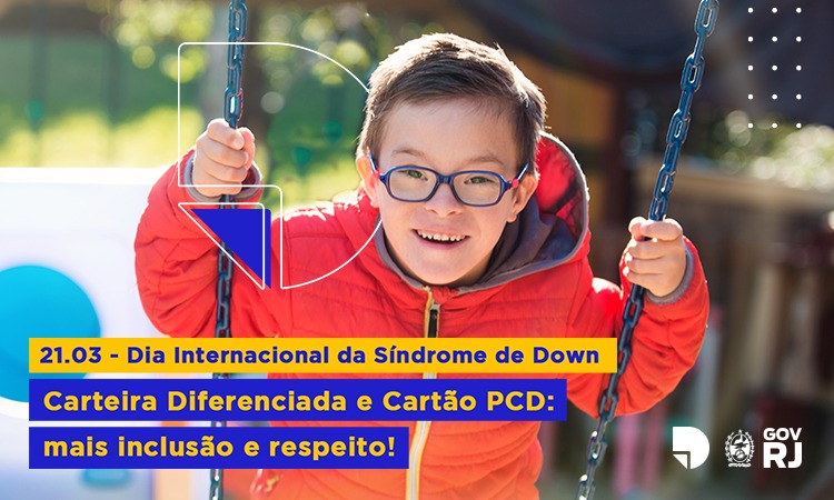 Banner informativo sobre o Dia Internacional da Síndrome de Down