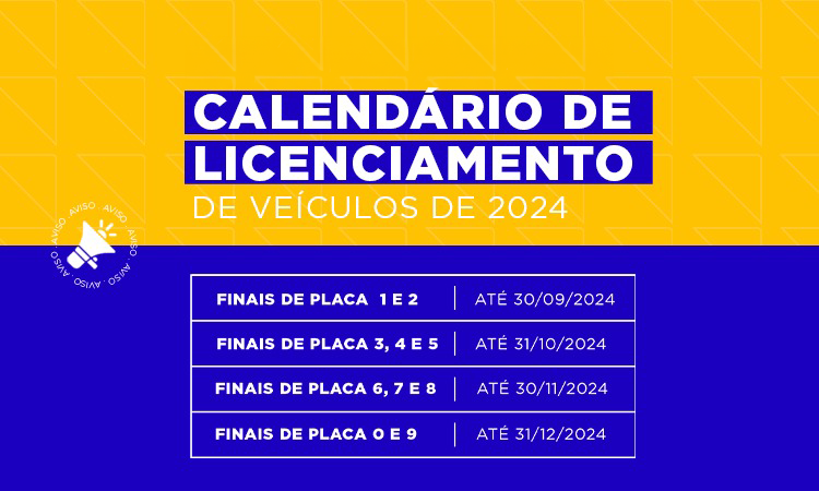 Calendário de licenciamento de veículos 2024